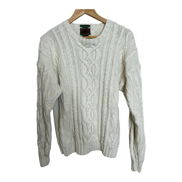 Boston Traders Knitted By Hand Men's / Women's Cable Knit Sweater Size M Cream - Picture 3 of 7